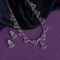 Rhodium Plated Peacock Motif Stone Necklace Set
