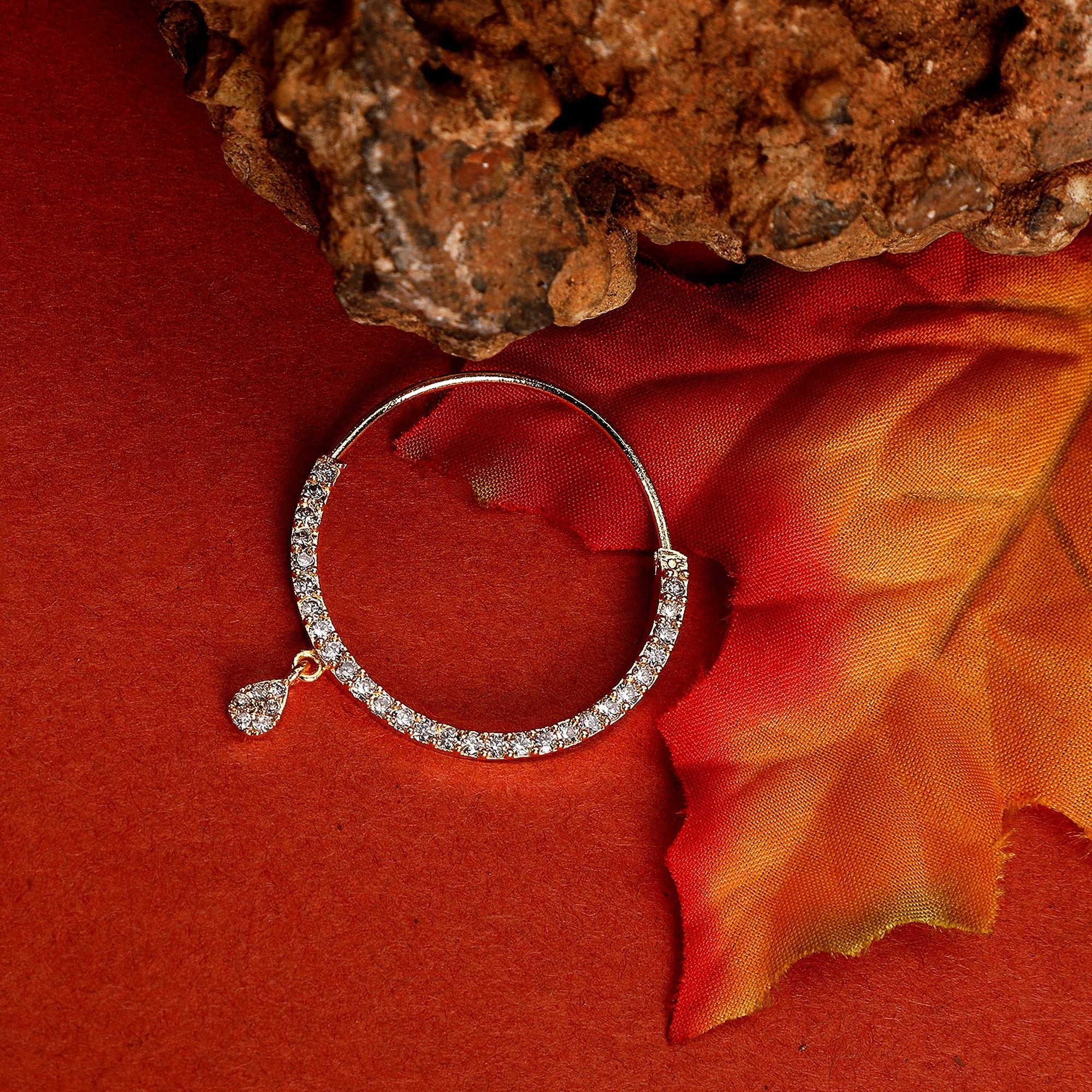 White CZ Gold Silver Nose Pin