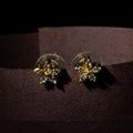 Gold Plated Floral American Diamond Stud Earrings