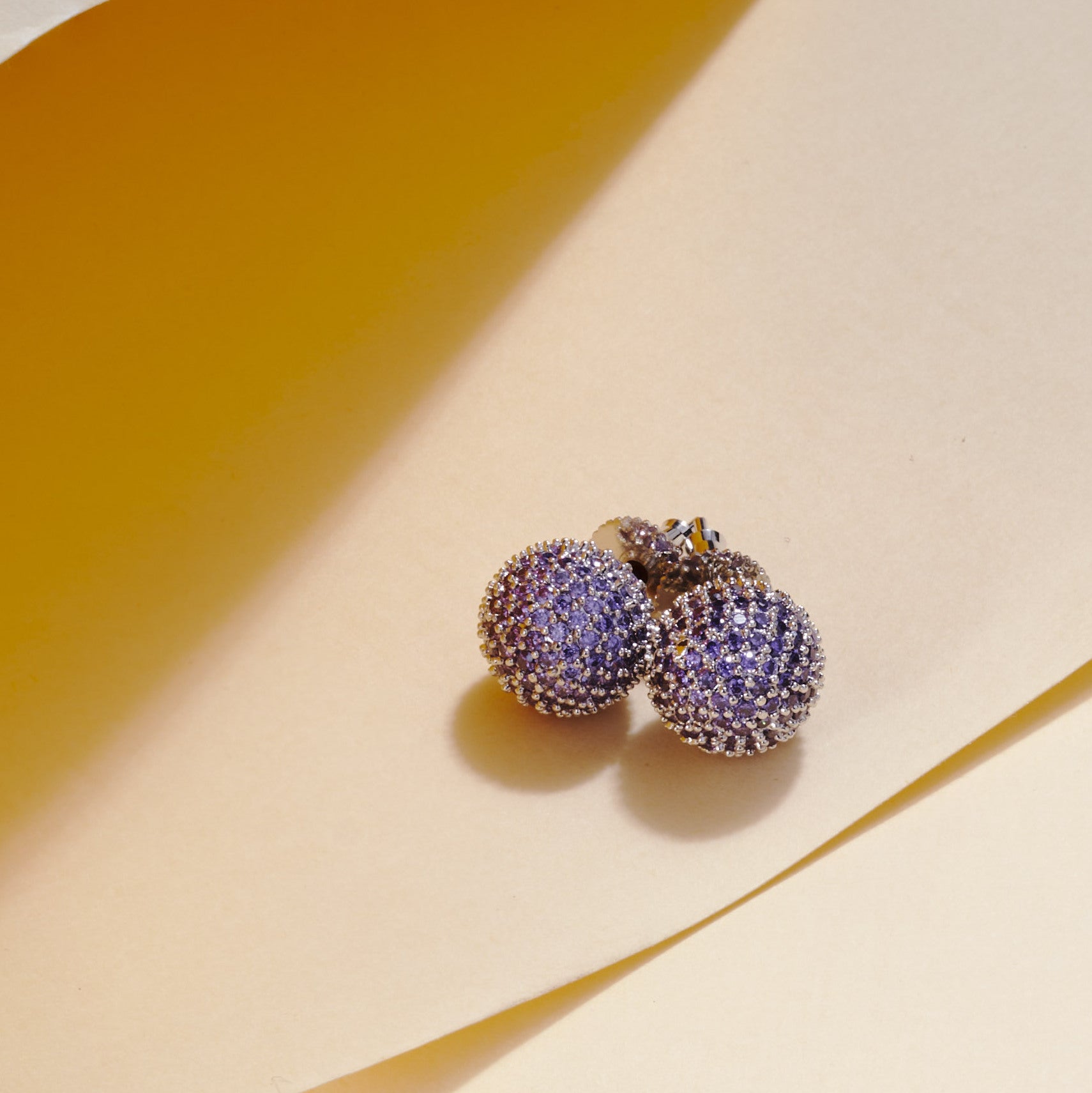 Rhodium Plated Round American Diamond Stud Earrings
